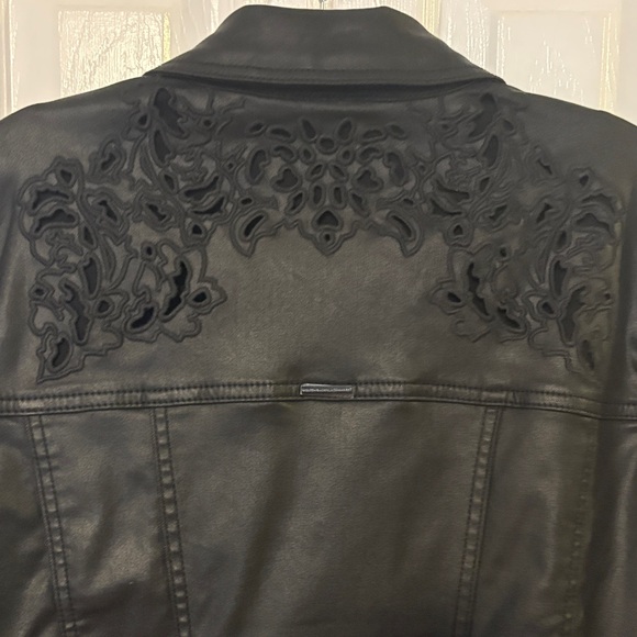 WHBM Black Embroidered Womens coated denim Jacket - Picture 12 of 12
